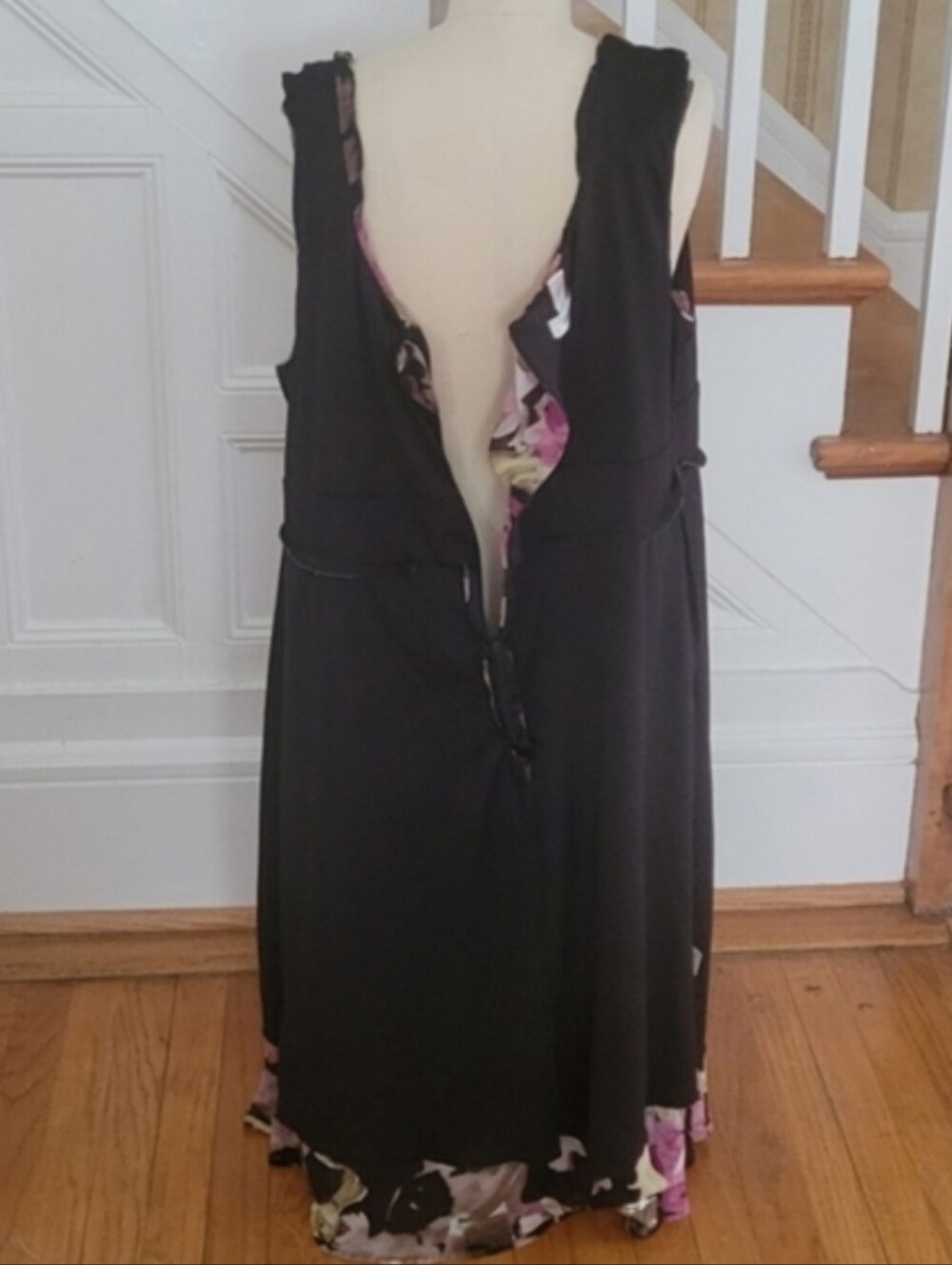 DRESS BARN Floral Black and Pink Dress Plus Size 22 - Picture 6 of 8